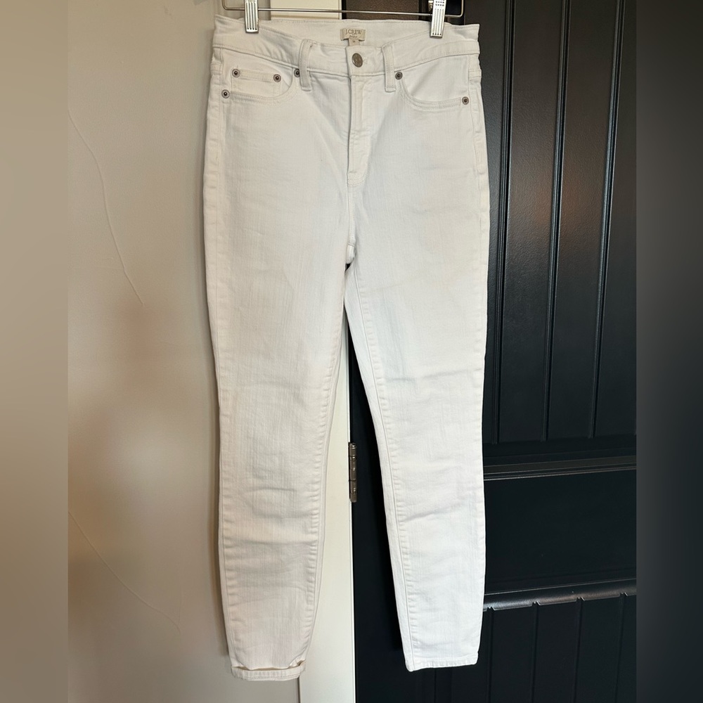 J Crew White High Rise Denim Stretch Pants Size 26